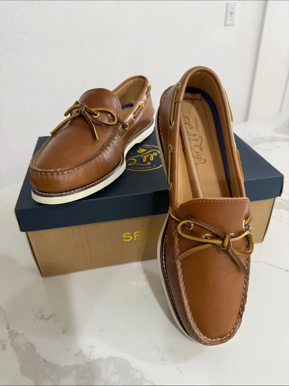 Sperry Gold Cup Authentic Original 1-Eye Leather Boat Shoes Sz 10 Preppy Luxury